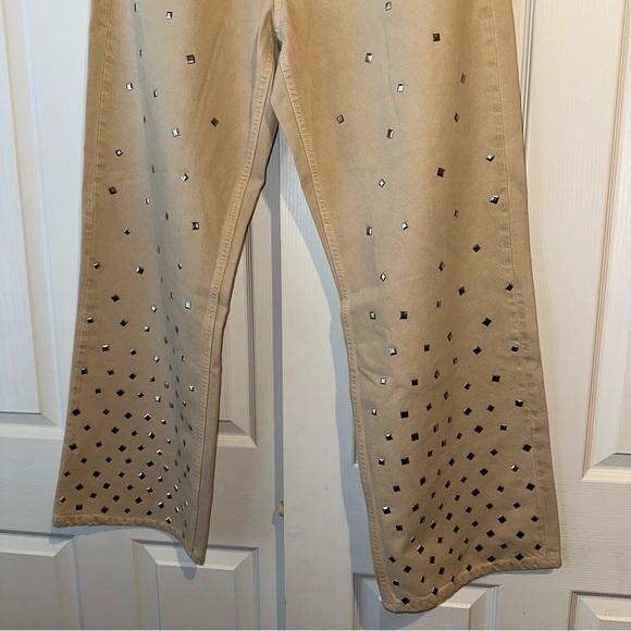 New Zara Mid Rise Studded Wide Leg Jeans 8197/028 Sizes 2 8 10 - Picture 5 of 9